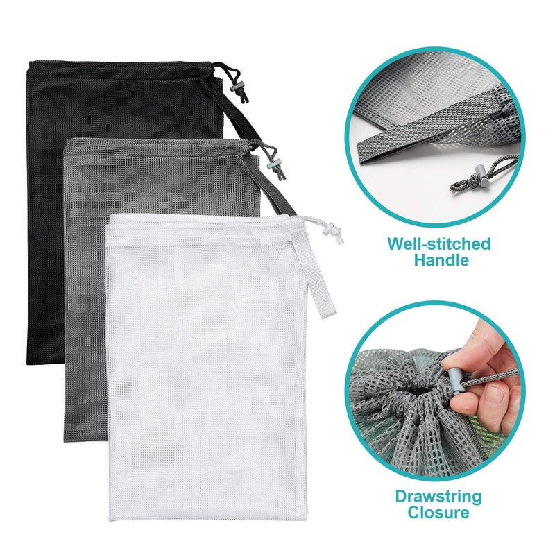 Dalykate Mesh Laundry Bags, 24" x 36", Heavy Duty with Reinforced Handles, Foldable & Portable, Drawstring Closure, 3-Pack Mixed Colors - Image 3